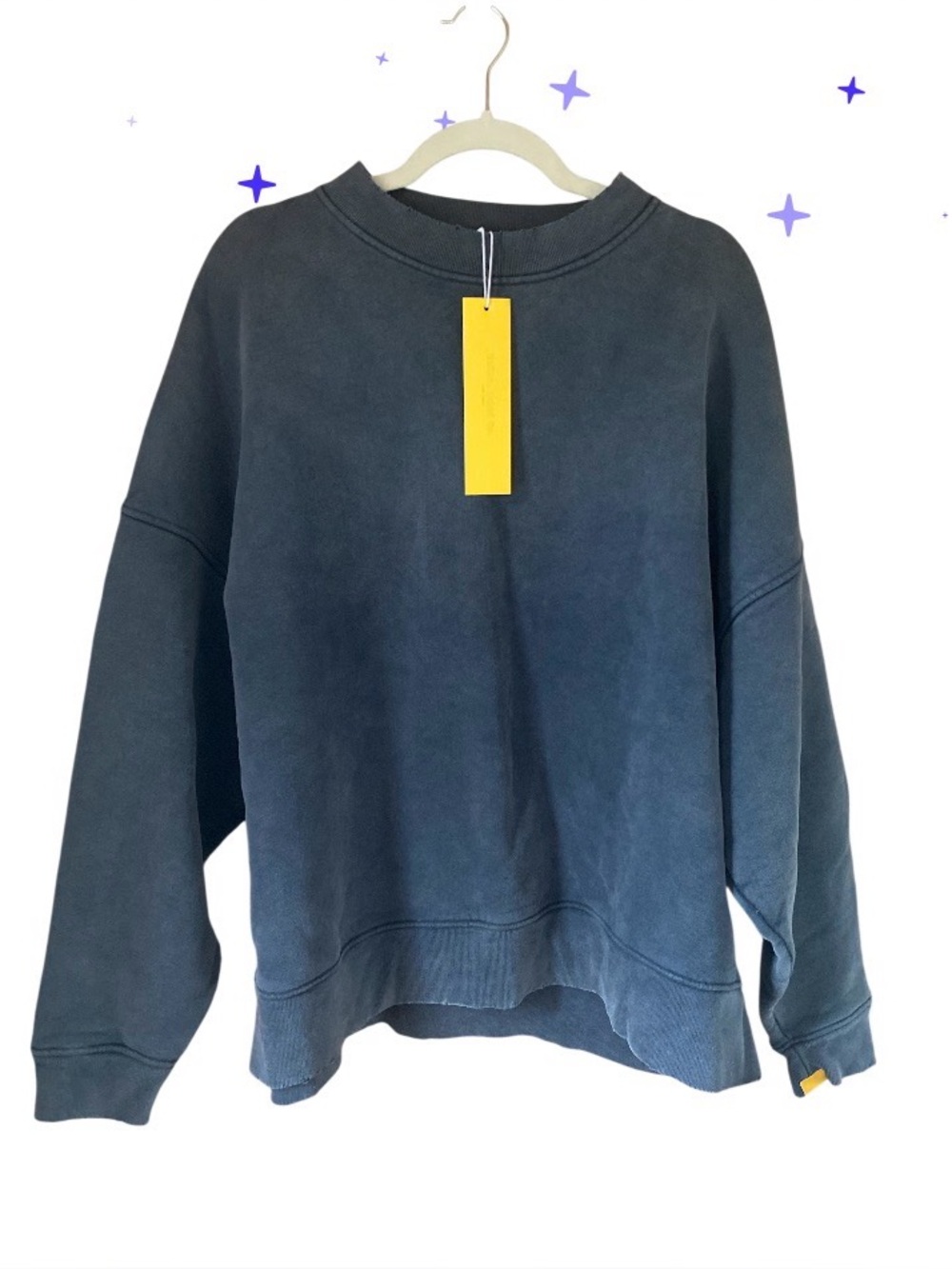 NWT Yellow Label Co. Le Cozyyy Crew Sweatshirt gray/black Distressed one size